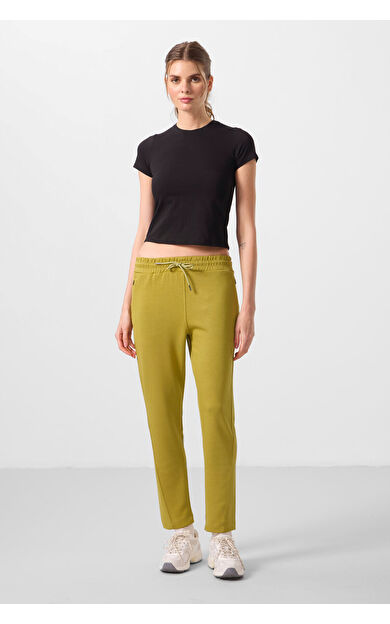 TommyLife Koyu Hardal Yumuşak Dokulu Gizli Fermuarlı Dar Paça Kadın Pantolon - 94668