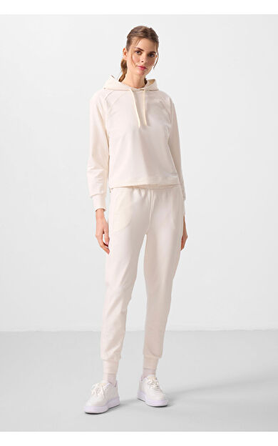 TommyLife Ekru Kapüşonlu Oversize Kadın Eşofman Takım - 95336