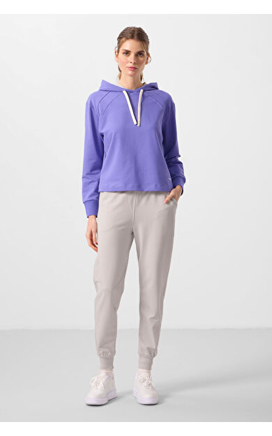 TommyLife Açık Eflatun-Taş Kapüşonlu Oversize Kadın Eşofman Takım - 95336