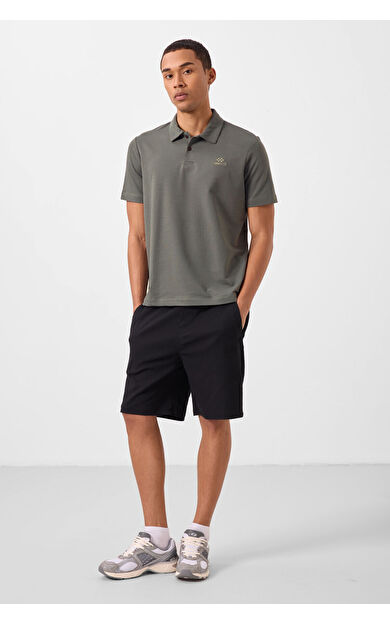 TommyLife Siyah Standart Fit Dokuma Hafif Esnek Chino Erkek Şort - 81292