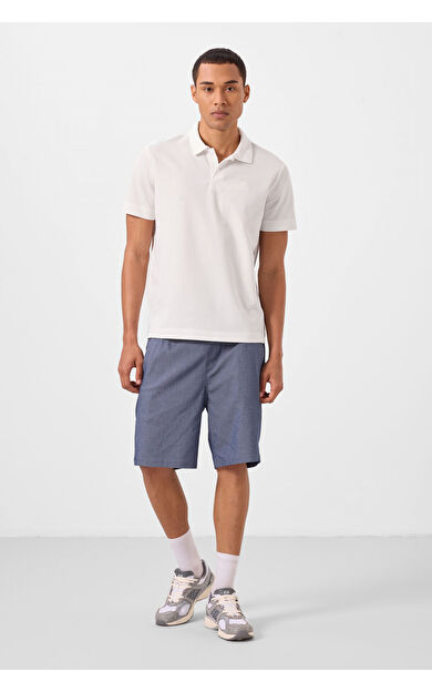 TommyLife Kot Lacivert Standart Fit Dokuma Hafif Esnek Chino Erkek Şort - 81292