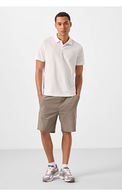 TommyLife Camel Standart Fit Dokuma Hafif Esnek Chino Erkek Şort - 81292