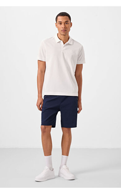 TommyLife Lacivert Standart Fit Dokuma Hafif Esnek Chino Erkek Şort - 81293