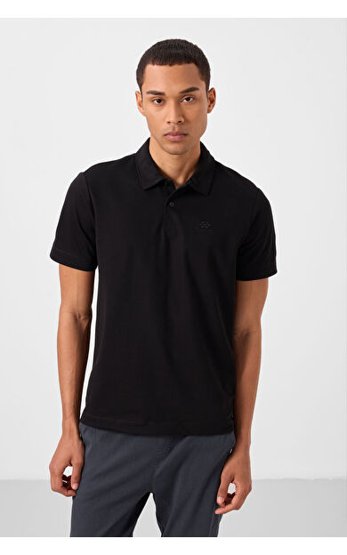 TommyLife Siyah Standart Kalıp Basic Polo Yaka Erkek T-Shirt - 87748