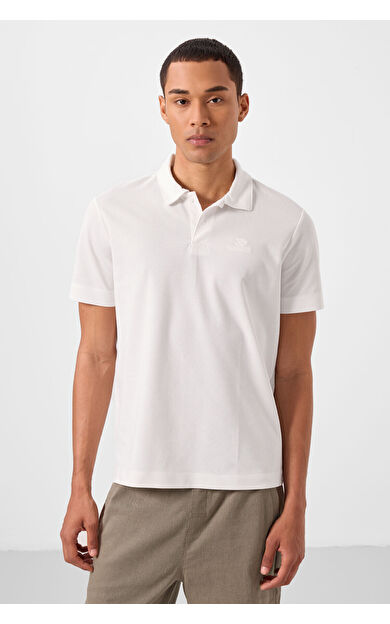 TommyLife Ekru Standart Kalıp Basic Polo Yaka Erkek T-Shirt - 87748