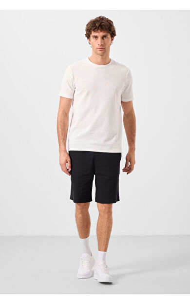 TommyLife Siyah Standart Fit Dokuma Hafif Esnek Chino Erkek Şort - 81289