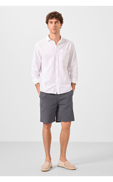 TommyLife Antrasit Standart Fit Dokuma Hafif Esnek Chino Erkek Şort - 81289