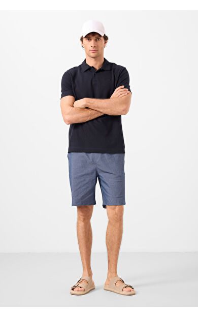 TommyLife Kot Lacivert Standart Fit Dokuma Hafif Esnek Chino Erkek Şort - 81291