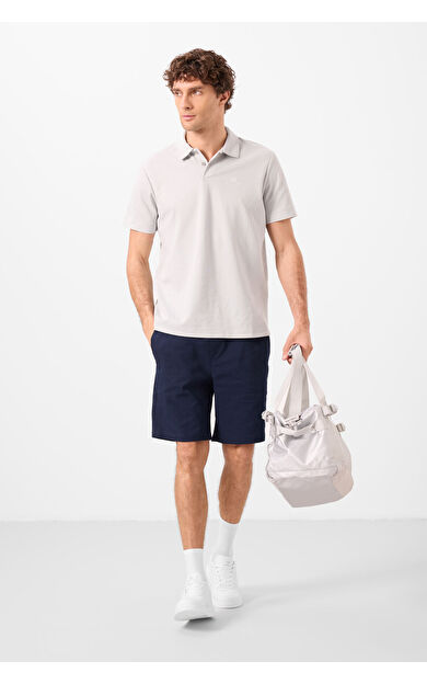 TommyLife Lacivert Standart Fit Dokuma Hafif Esnek Chino Erkek Şort - 81292