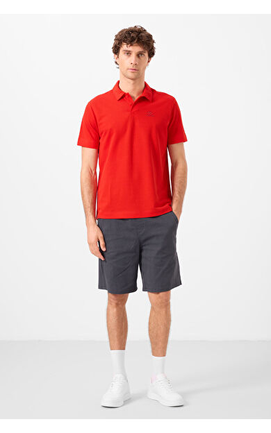 TommyLife Gri Standart Fit Dokuma Hafif Esnek Chino Erkek Şort - 81292