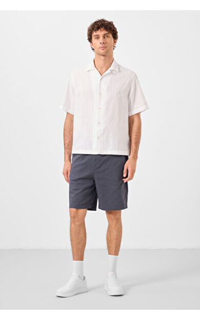 TommyLife Gri Standart Fit Dokuma Hafif Esnek Chino Erkek Şort - 81293