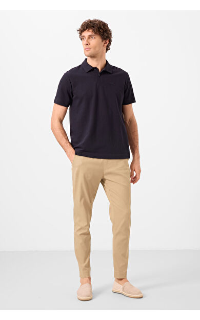 TommyLife Koyu Bej Standart Fit Dokuma Hafif Esnek Chino Erkek Pantolon - 82177