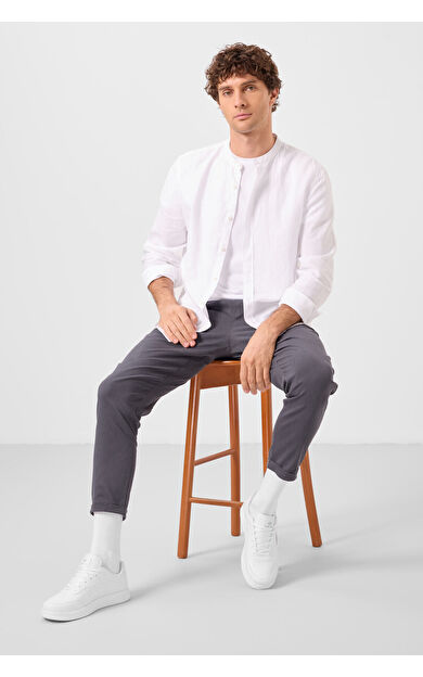 TommyLife Gri Standart Fit Dokuma Hafif Esnek Chino Erkek Pantolon - 82178