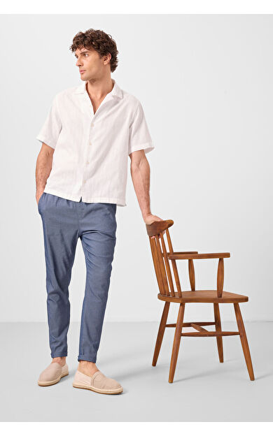 TommyLife Kot Lacivert Standart Fit Dokuma Hafif Esnek Chino Erkek Pantolon - 82178