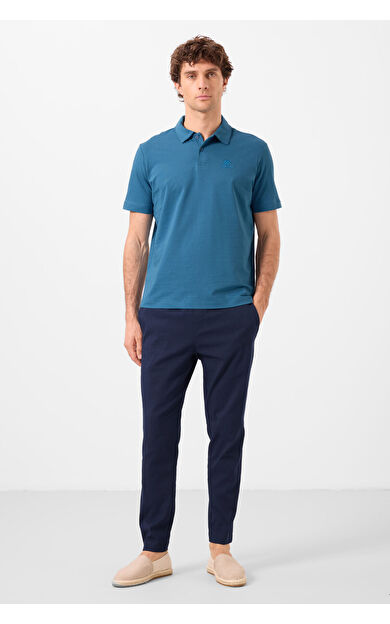 TommyLife Lacivert Standart Fit Dokuma Hafif Esnek Chino Erkek Pantolon - 82179