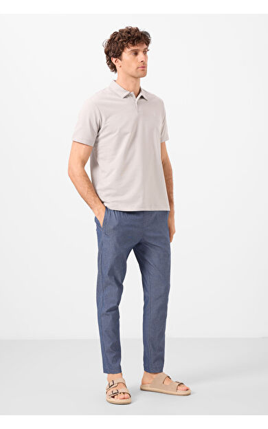 TommyLife Kot Lacivert Standart Fit Dokuma Hafif Esnek Chino Erkek Pantolon - 82179