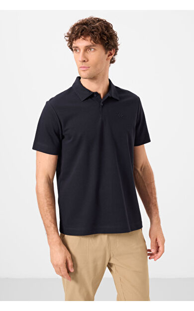 TommyLife Lacivert Standart Kalıp Basic Polo Yaka Erkek T-Shirt - 87748