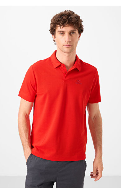 TommyLife Kırmızı Standart Kalıp Basic Polo Yaka Erkek T-Shirt - 87748