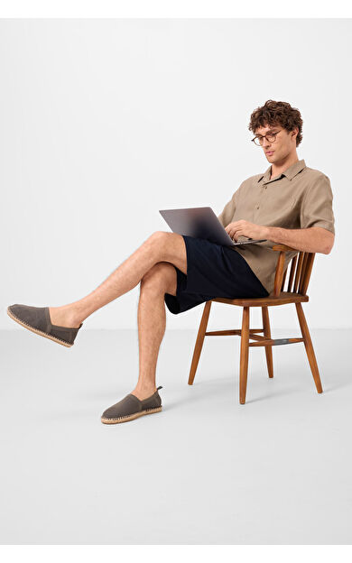 TommyLife Lacivert Standart Fit Dokuma Hafif Esnek Chino Erkek Şort - 81291