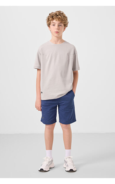 TommyLife Taş-Parlament Pamuklu Oversize Fit Dokuma Hafif Esnek Chino Erkek Çocuk Şort Takım - 11277