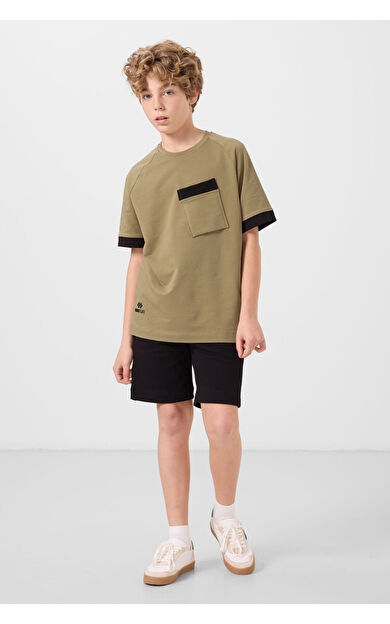 TommyLife Siyah Pamuklu Yumuşak Dokulu Standart Fit Basic Erkek Çocuk Şort - 11293