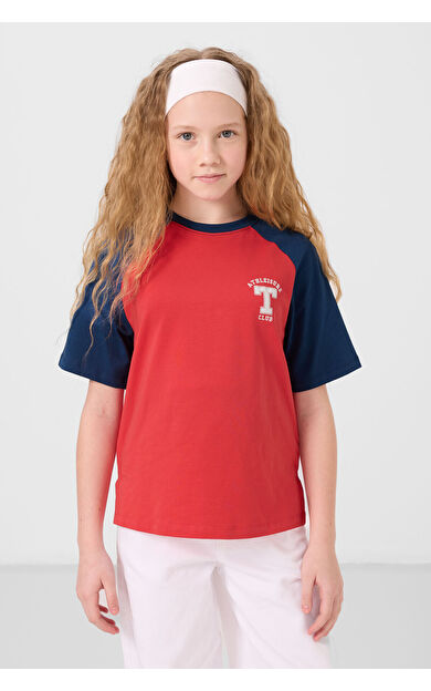 TommyLife Fiesta O Yaka  Pamuklu Baskılı Oversize Fit Kız Çocuk T-Shirt - 75179