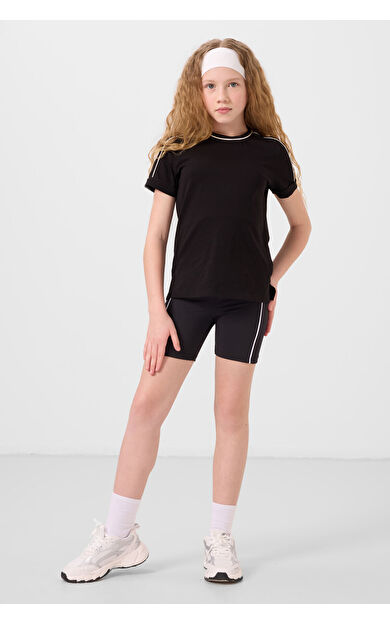 TommyLife Siyah Esnek Standart Fit Basic Performans Kız Çocuk Tayt - 75189