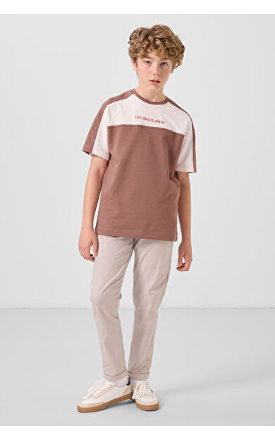 TommyLife Taş Standart Fit Dokuma Hafif Esnek Chino Erkek Çocuk Pantolon - 11272