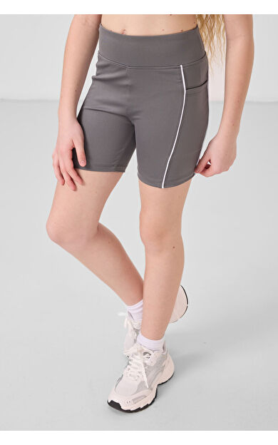 TommyLife Koyu Gri Esnek Standart Fit Basic Performans Kız Çocuk Tayt - 75189