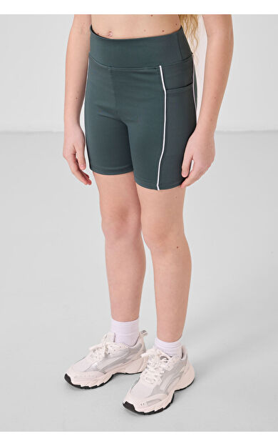 TommyLife Orman Yeşili Esnek Standart Fit Basic Performans Kız Çocuk Tayt - 75189