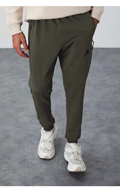 TommyLife Haki Fermuar Cepli Standart Kalıp Jogger Erkek Eşofman Alt - 84651