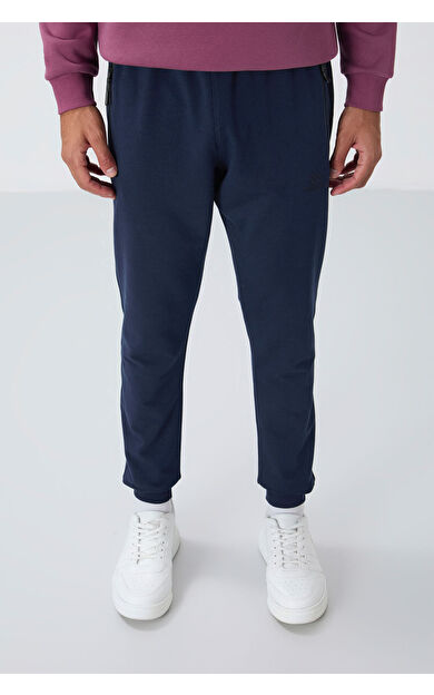 TommyLife İndigo Fermuar Cepli Standart Kalıp Jogger Erkek Eşofman Alt - 84651