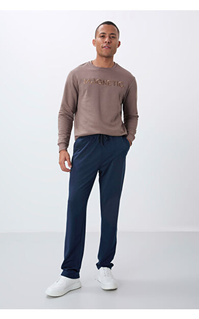 TommyLife İndigo Bağcıklı Cepli Standart Kalıp Klasik Paça Erkek Eşofman Alt - 84682