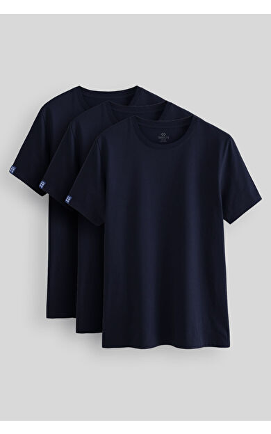 TommyLife Standart Fit Basic O Yaka  3lü Paket Lacivert Erkek T-Shirt  87911