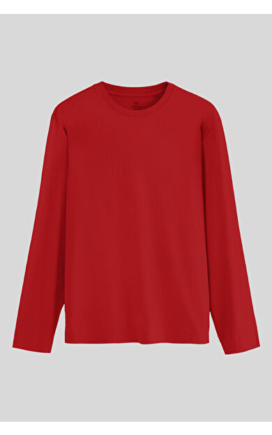 TommyLife Kırmızı Standart Fit Basic O Yaka Uzun Kollu İnce Erkek T-Shirt - 87997