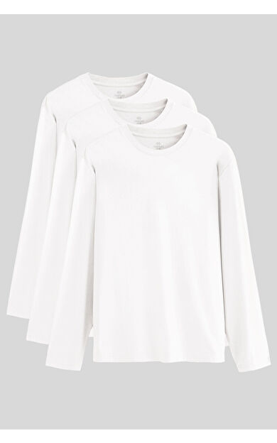 TommyLife Standart Fit Basic O Yaka  3lü Paket Beyaz Erkek T-Shirt  87997