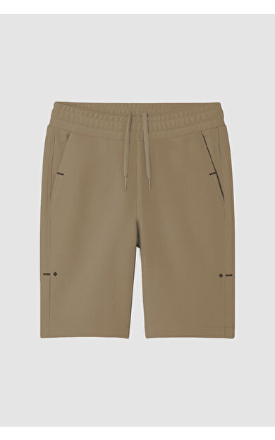 TommyLife Koyu Bej Rahat Form Bağcıklı Cep Detaylı Battal Büyük Beden Erkek Şort - 81297