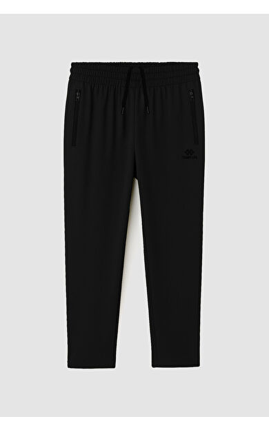 TommyLife Siyah Fermuarlı Klasik Paça Battal Büyük Beden Erkek Eşofman Altı - 84947