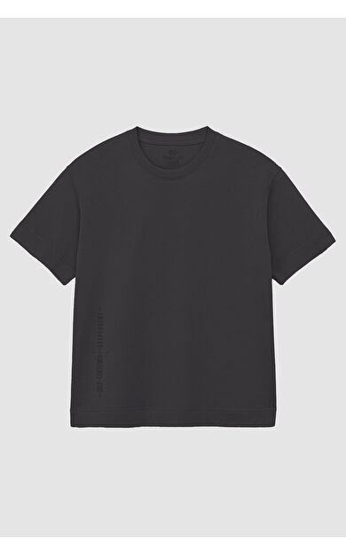 TommyLife Antrasit Baskılı O Yaka Rahat Form Battal Büyük Beden Erkek T-Shirt - 88472