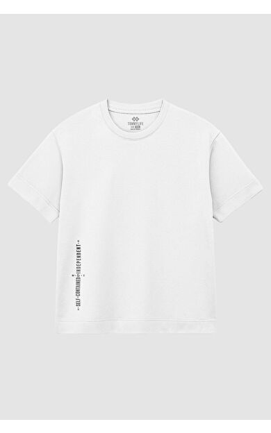 TommyLife Beyaz Baskılı O Yaka Rahat Form Battal Büyük Beden Erkek T-Shirt - 88472