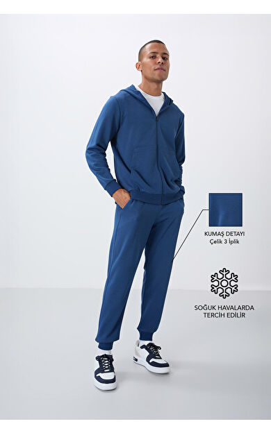 TommyLife Parlament Kompakt Pamuklu Kalın Pürüzsüz Dokulu Kapüşonlu Comfort Fit Erkek Eşofman Takım - 85262