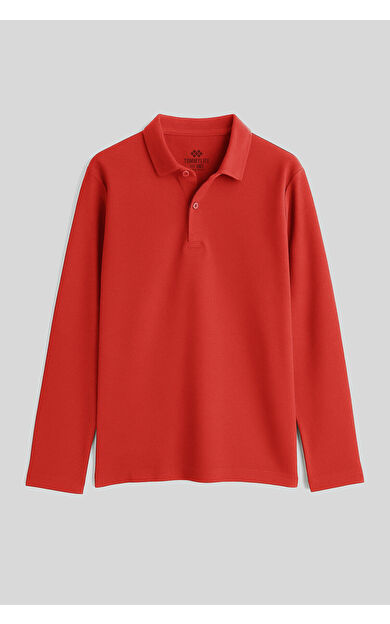 TommyLife Coral Polo Yaka Basic Uzun Kollu Erkek Çocuk T-Shirt - 11170