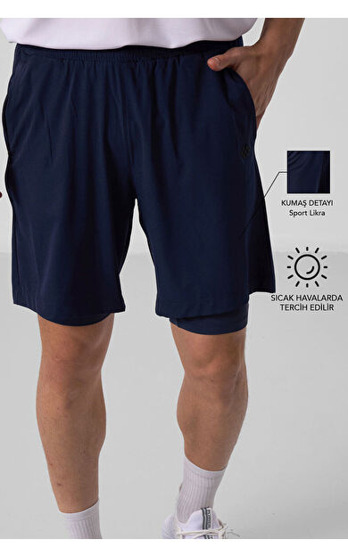 TommyLife İndigo İnce Yumuşak Standart Fit Erkek Taytlı Şort - 81287