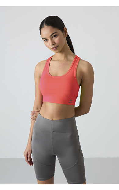 TommyLife Neon Pembe Sırt Detaylı Dar Kalıp U Yaka Kadın Spor Büstiyer - 97120