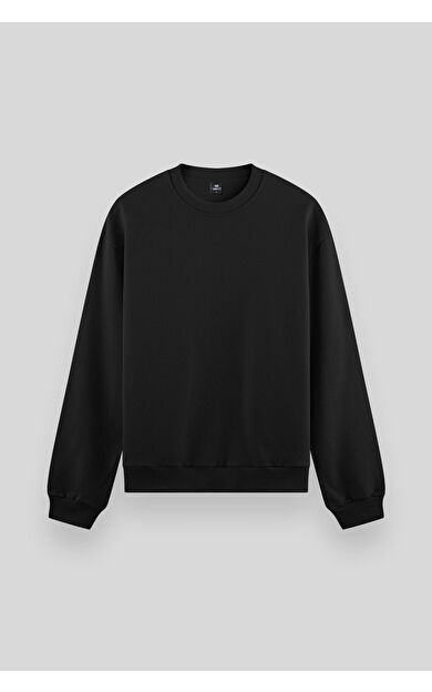TommyLife Siyah Basic O Yaka Rahat Form Erkek Sweatshirt - 88053