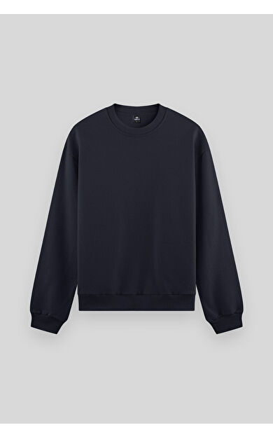 TommyLife Lacivert Basic O Yaka Rahat Form Erkek Sweatshirt - 88053
