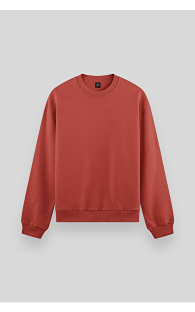 TommyLife Kiremit Basic O Yaka Rahat Form Erkek Sweatshirt - 88053