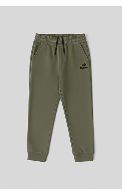 TommyLife Haki Standart Fit Manşetli İnce Erkek Çocuk Eşofman Alt - 11205