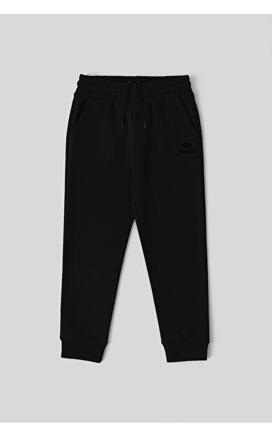 TommyLife Siyah Standart Fit Manşetli İnce Erkek Çocuk Eşofman Alt - 11205