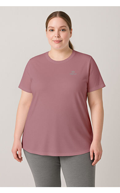 TommyLife Gül Kurusu Baskılı O Yaka Rahat Form Battal Büyük Beden Kadın T-Shirt - 97308